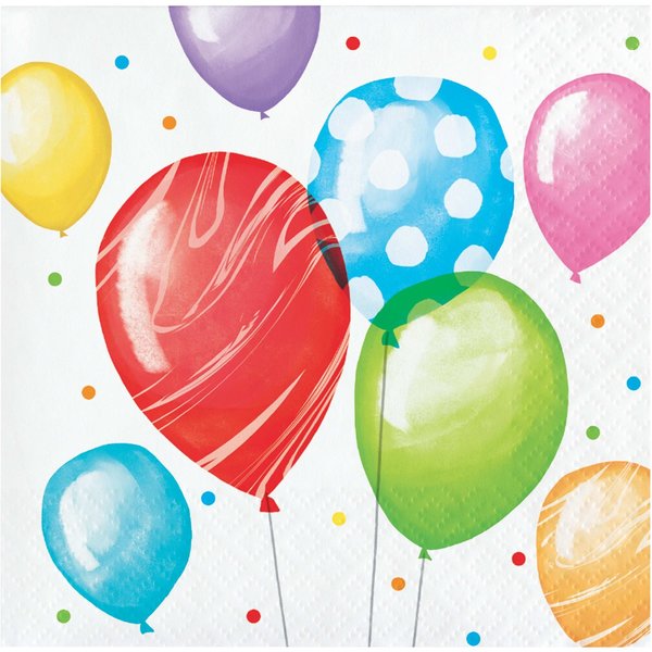 Creative Converting Balloon Bash Beverage Napkins, 5"x5", 192PK 357585